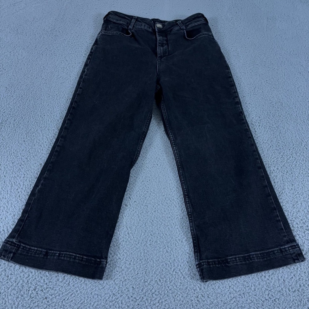 Pilcro Anthropologie The Skipper Wide Leg Jeans Womens 30 Black High Rise Denim